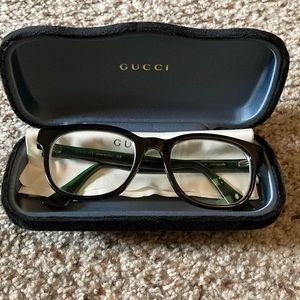 Gucci GG0005O eye glasses black frame green and red arms just add prescription
